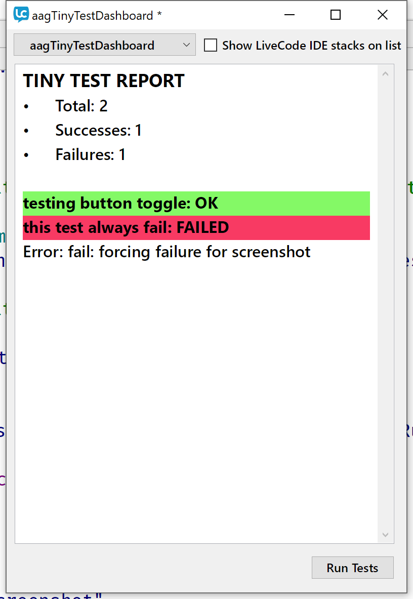 Tiny Tests Dashboard